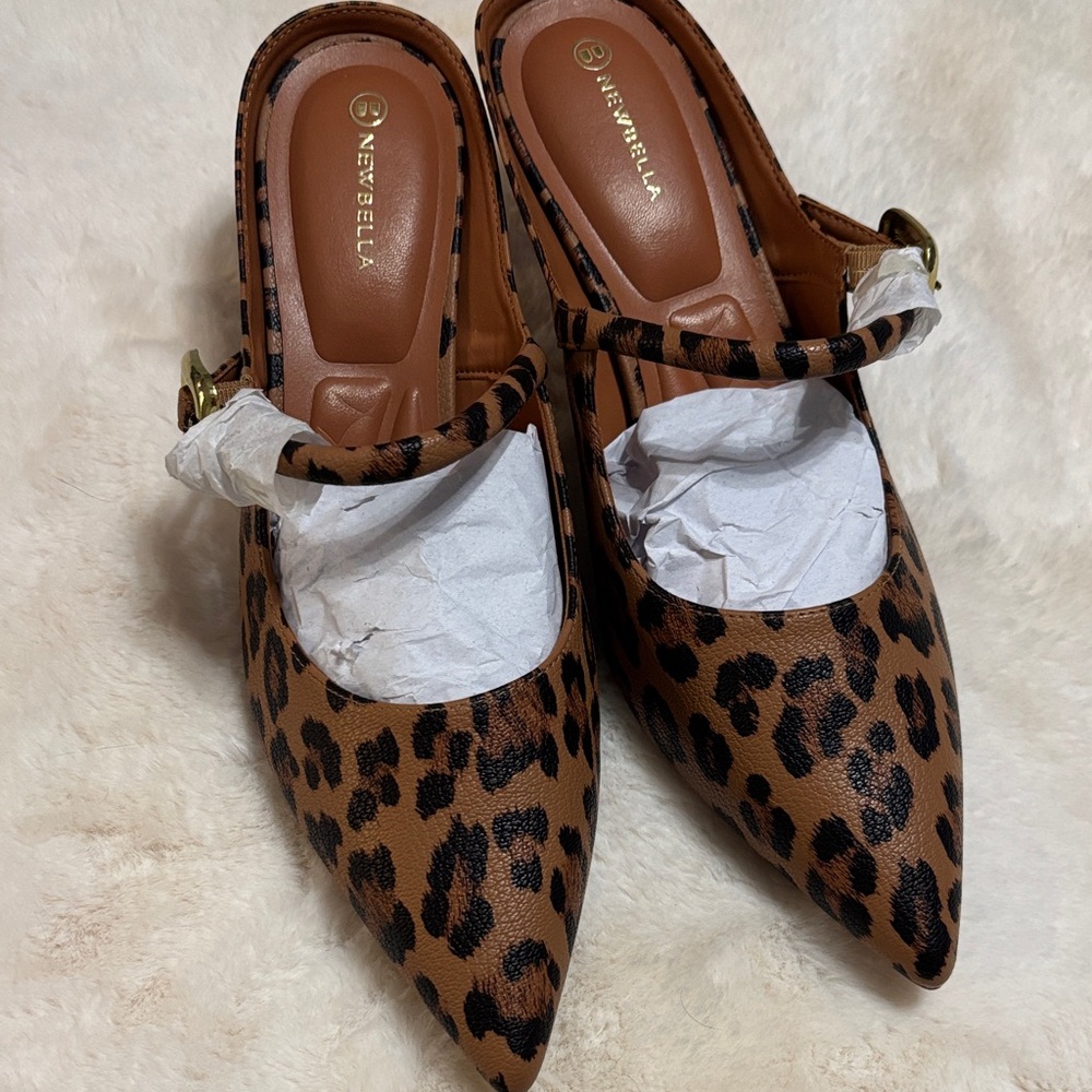 Newbella Women's Leopard Print Mules